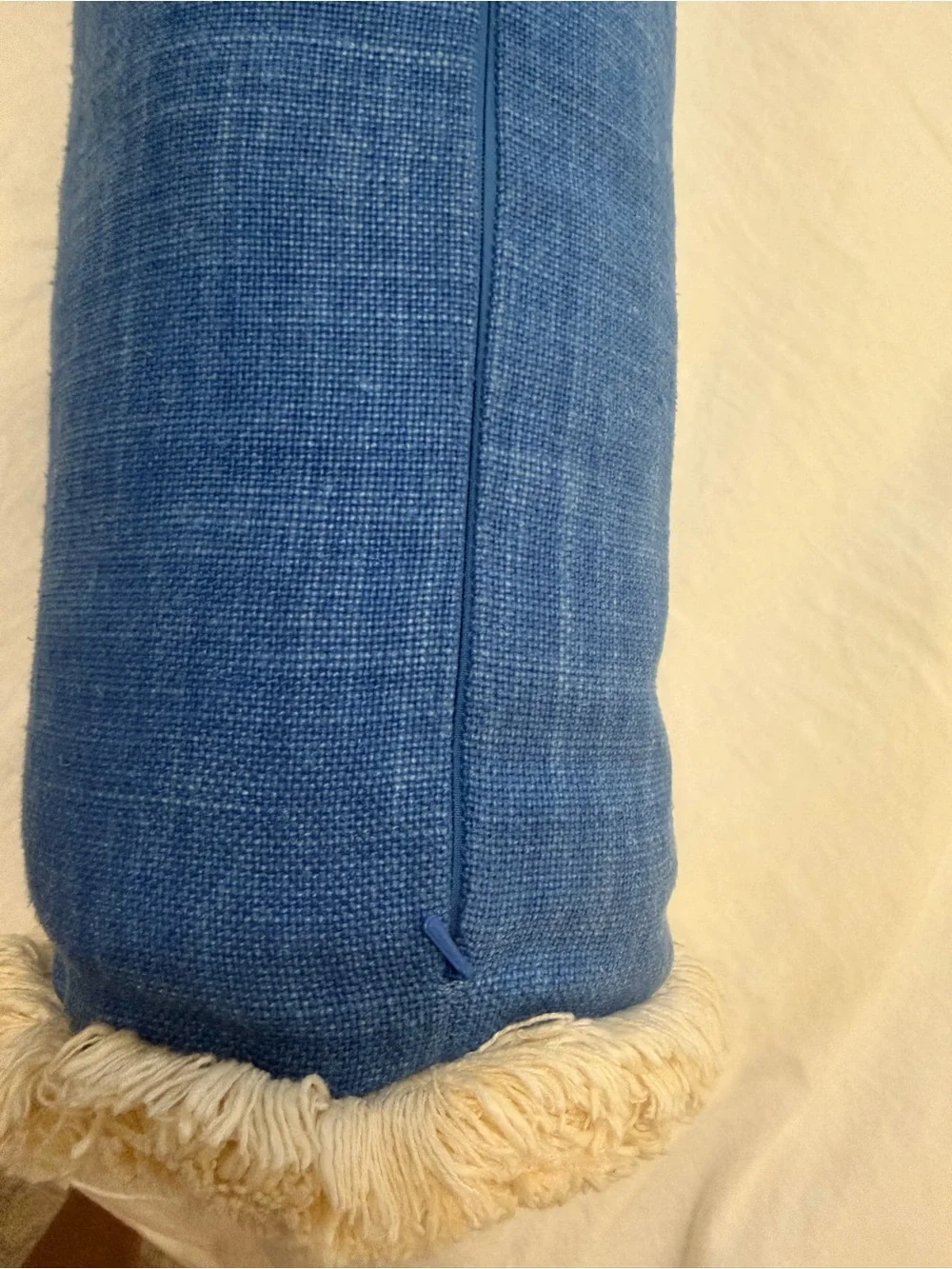 Serena & Lily Royal Blue Bolster Pillow with Fringe